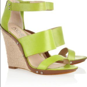 Michael Kors Eliza Lime Green Leather Wedges